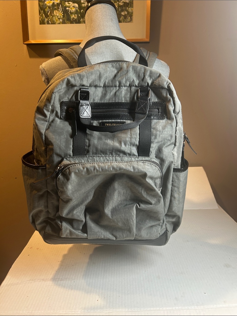 Light Gray Women's Backpack with Front Pocket and Side Pockets Dipper Bag